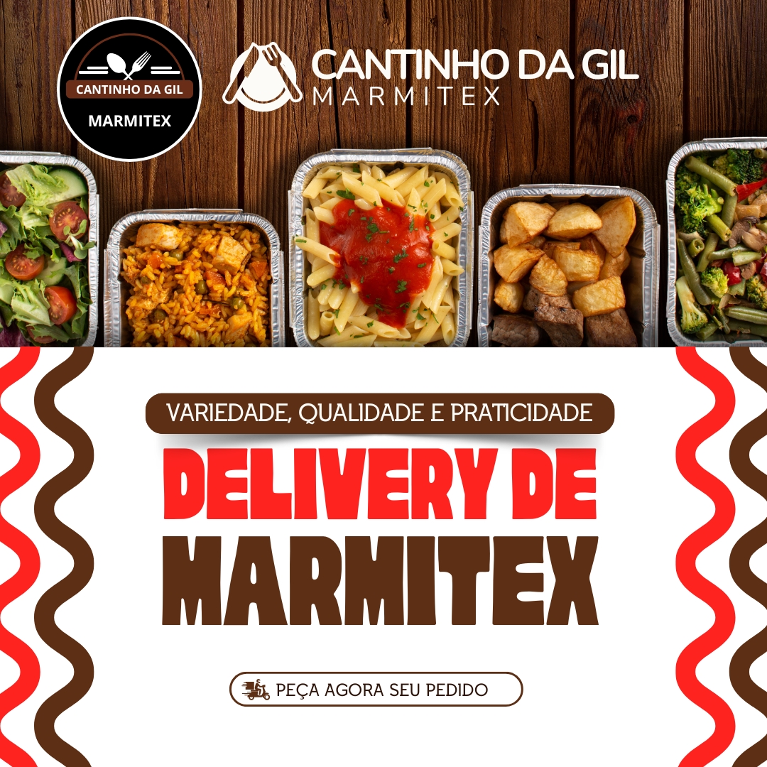 Post Instagram delivery marmitex moderno vermelho e marrom